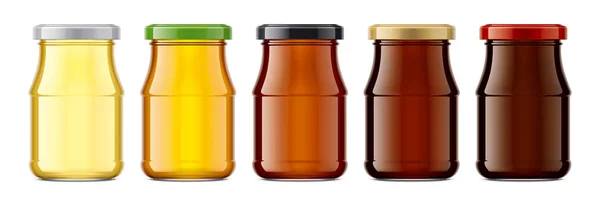 Set Glass Jar Honey — Stock Photo, Image