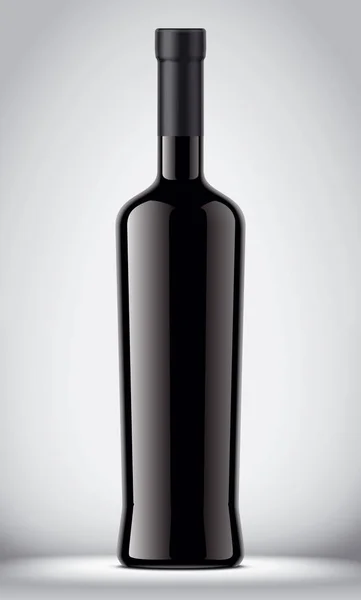 Glass Black Bottle Gray Background — Stock Photo, Image