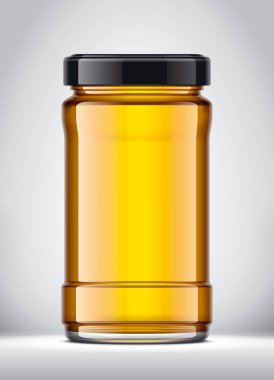 Arkaplanda Ballı Cam Kavanoz. 