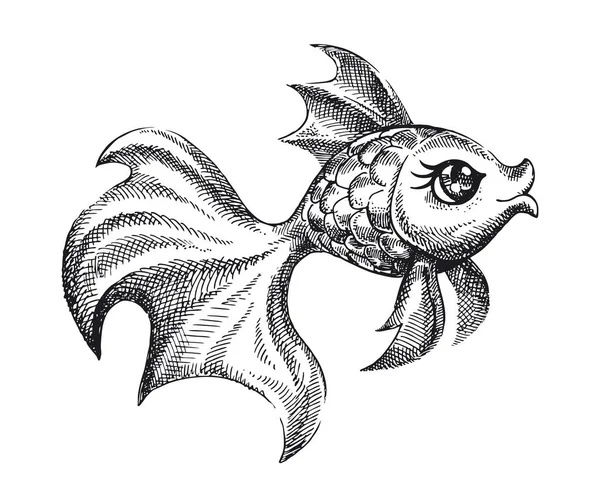 Gold Fish Ligne Illustration Art — Image vectorielle