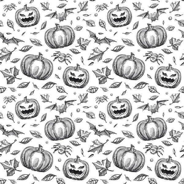 Halloween Endless Background Hand Made Illustration — Stock Vector