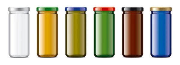Set Colored Glass Jars — Stock Photo, Image