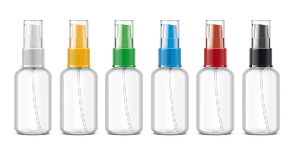 Set Botellas Spray Superficie Brillante Versión Tapas Transparentes —  Fotos de Stock
