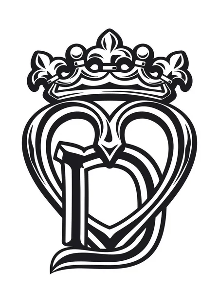 Монограмма Буквы Сердцем Короной — стоковый вектор