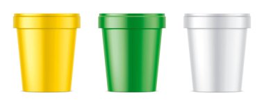 Dondurma için renkli plastik kupa seti. Matt sürümü. 