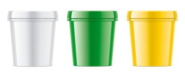 Dondurma için renkli plastik kupa seti. Parlak sürüm. 