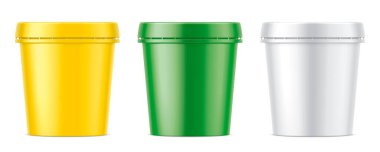 Dondurma için renkli plastik kupa seti. Matt sürümü. 