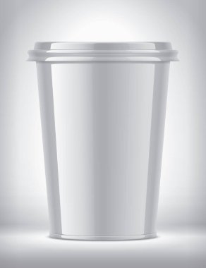 Arkaplanda Plastik Kupa. Parlak yüzey sürümü. 