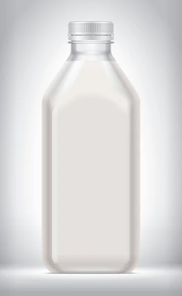 Plastikflasche Auf Hintergrund Mit Milch — Stockfoto