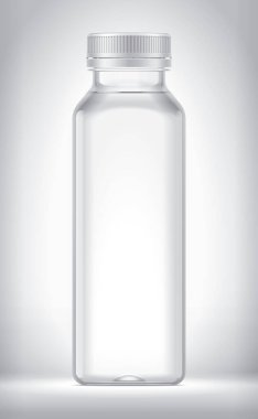 Arkaplanda plastik şişe. 