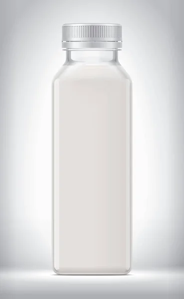 Plastikflasche Auf Hintergrund Mit Milch — Stockfoto