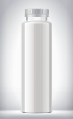 Arka planda Süt ile plastik şişe. 