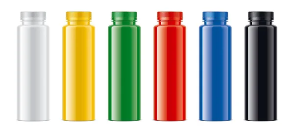 Set Colored Non Transparent Plastic Bottles — Stock Photo, Image