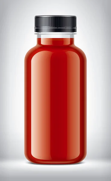Botella Plástico Sobre Fondo Con Jugo Tomate —  Fotos de Stock