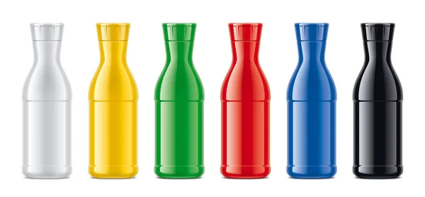 Set Colored Plastic Bottles Non Transparent Version — Stock Photo, Image