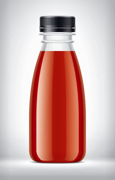 Garrafa Plástico Fundo Com Suco Tomate — Fotografia de Stock