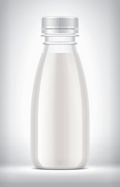 Bottiglia Plastica Sfondo Con Latte — Foto Stock