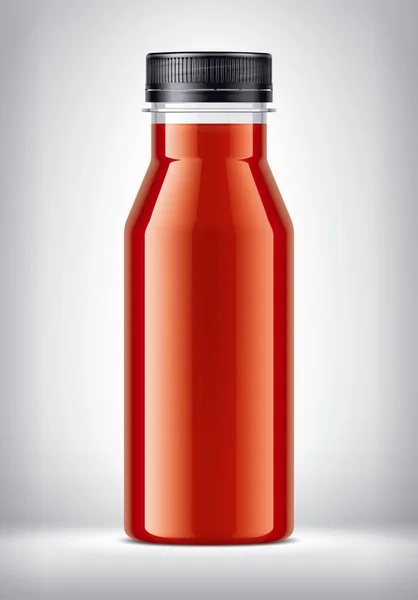 Garrafa Plástico Fundo Com Suco Tomate — Fotografia de Stock