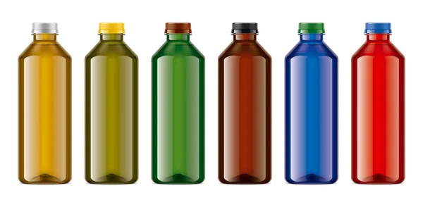 Set Colored Plastic Bottles Transparent Version — Stock Photo, Image