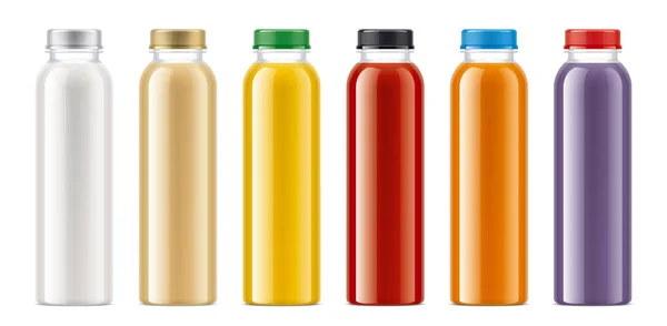 Set Bottiglie Plastica Con Bevande Non Trasparenti — Foto Stock