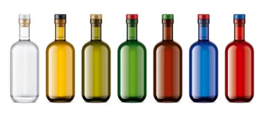 Renkli Cam Şişeler. Renkli Mantarlı Sürüm. 