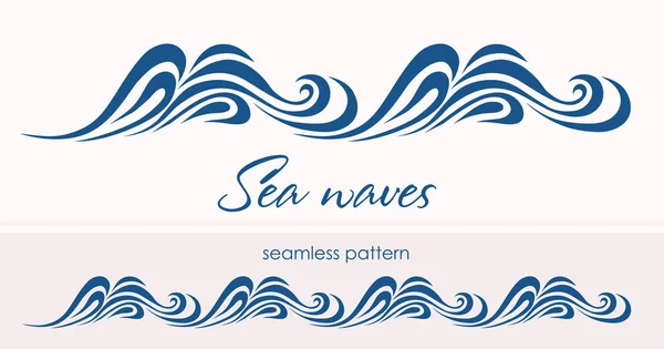 Patrón inconsútil marino con ondas estilizadas en un fondo ligero — Archivo Imágenes Vectoriales
