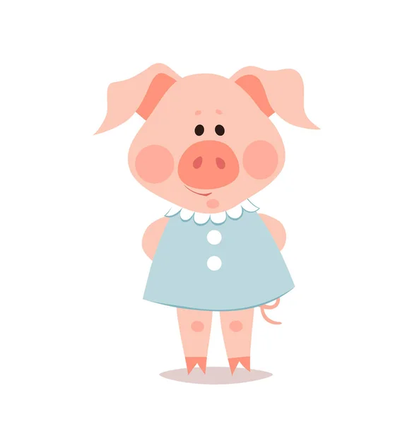 작은 돼지 만화. 돼지의 년. — 스톡 벡터