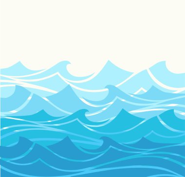 Mavi su dalgalar deniz vektör arka plan soyut. Su dalgası eğri arka plan, okyanus afiş illüstrasyon