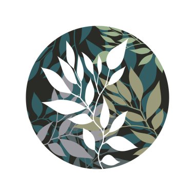 Handdrawn Vektör Suluboya tarzı, doğa illüstrasyon. Yaprak ve dallı arka plan