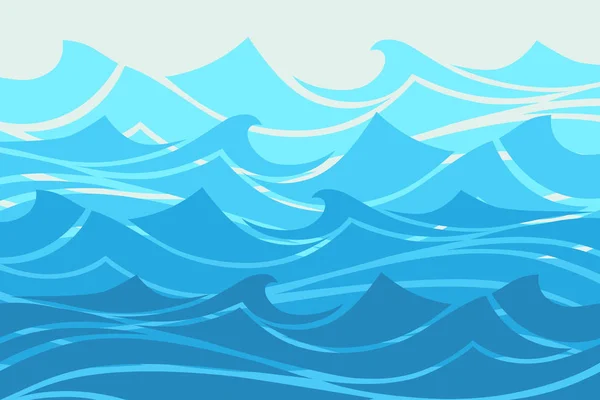 Onde d'acqua blu astratto, oceano banner illustrazione . — Vettoriale Stock
