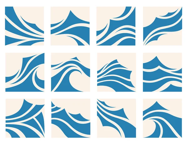 Marine pattern with stylized blue waves — Stock Vector