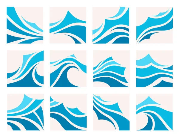 Marine pattern with stylized blue waves — Stock Vector