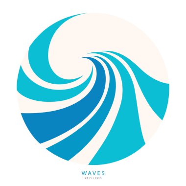 Su Dalgası Logosu soyut tasarımı. Kozmetik Sörf Sporu
