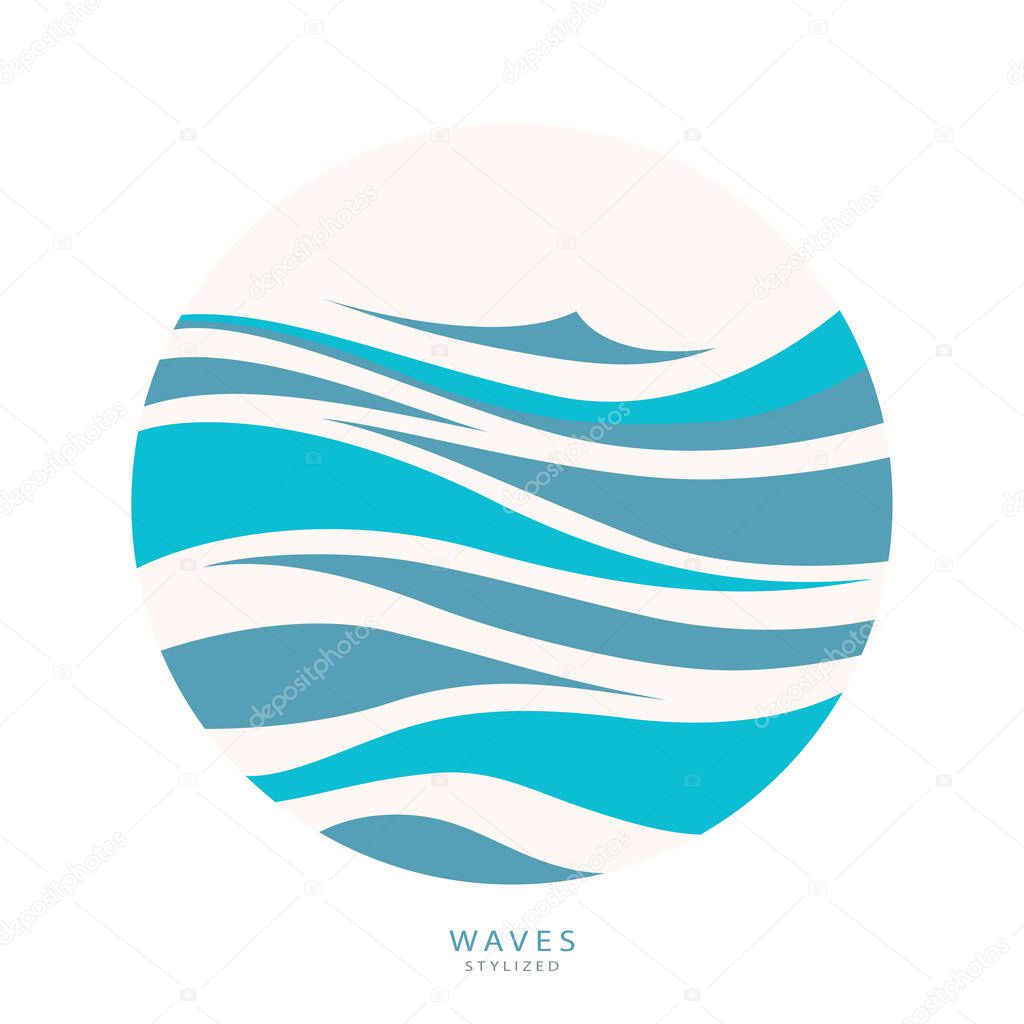 Water Wave Logo abstract design. Cosmetics Surf Sport .Logotype concept. Aqua icon.