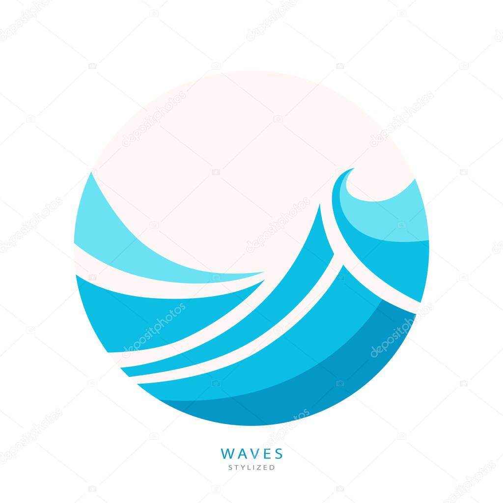 Water Wave Logo abstract design. Cosmetics Surf Sport .Logotype concept. Aqua icon.