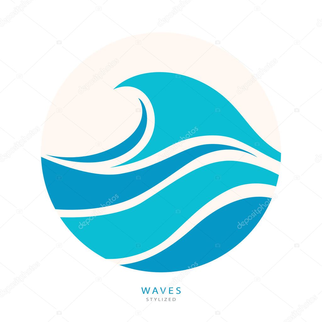 Water Wave Logo abstract design. Cosmetics Surf Sport .Logotype concept. Aqua icon.