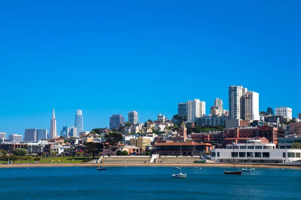 São Francisco Com Marcos Famosos Incluindo Torre Coit Construção Saleforce — Fotografia de Stock