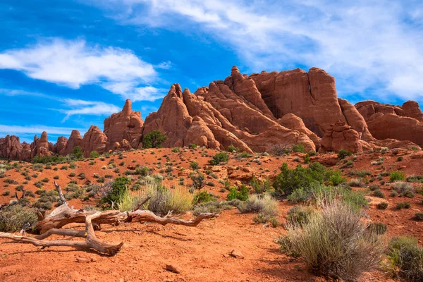 Arches Ulusal Parkı mavi gökyüzü ile hassas kemer