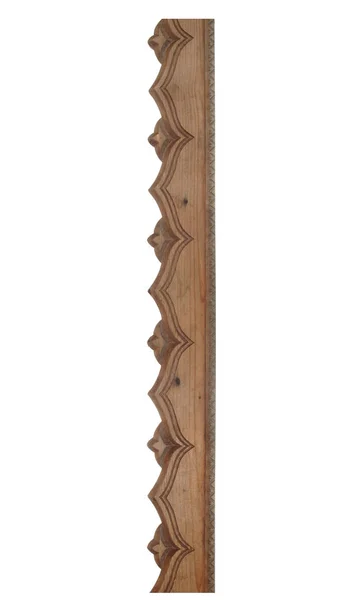 Altes Geschnitztes Holzplattenband Isoliert Auf Weißem Hintergrund — Stockfoto