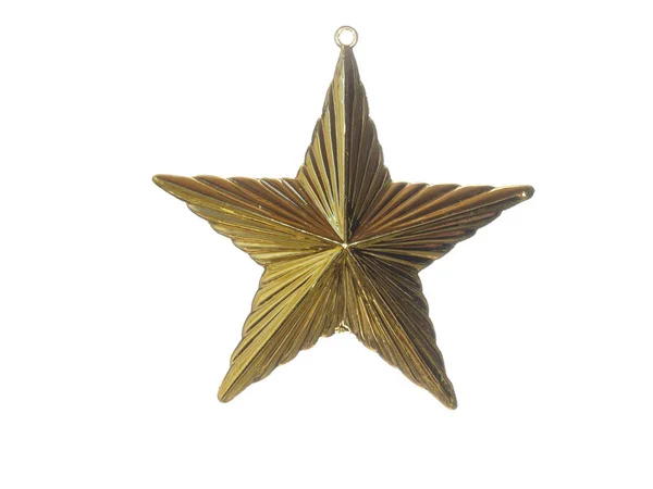 Golden Christmas Star Isoleret Hvid Baggrund - Stock-foto