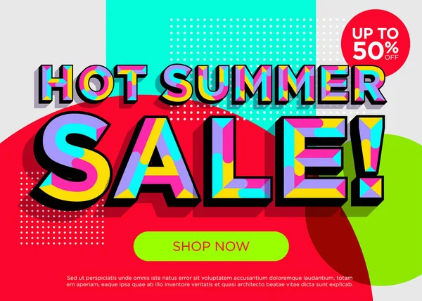 Hot Summer Sale Vector Banner Conceito Oferta Especial Colorida Brilhante — Vetor de Stock