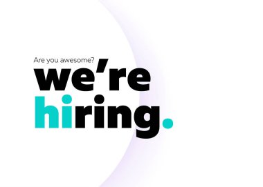 Biz işe vektör arka plan vardır. Trendy kalın siyah tipografi. İş Vacancy kart tasarımı. Yeteneklerini arıyor bizim takım Minimalist Poster şablonu katılmak açık işe alım yaratıcı reklam reklam,.