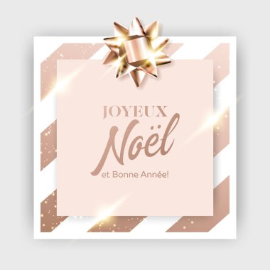 Joyeux Noel et Bonne Annee vektör arka plan. Mutlu Noeller ve mutlu yeni yıl Fransızca. Xmas 2019 kartı şablonu. Sıkı, lüks, şık, zarif stil.