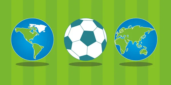 Fußball Über Den Fußballplatz Mit Globus — Stockvektor