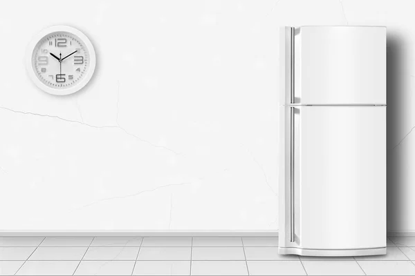 Major Appliance Clock Refrigerator Front White Wall Background — Stock Photo, Image
