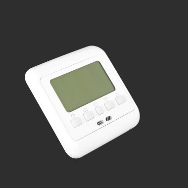 Elektrik şebekesi - izole gri bir arka plan üzerinde beyaz termostat soket anahtarı