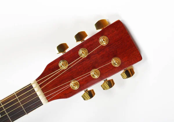 Instrumento Musical Cabeça Peitoral Pescoço Afinação Peg Guitarra Acústica Sobre — Fotografia de Stock