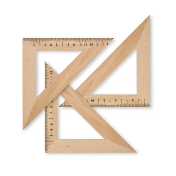 Ciencia Educación Tres Conjuntos Madera Triángulo Cuadrado Sobre Fondo Blanco —  Fotos de Stock