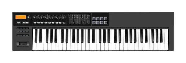 Музичний Інструмент Sloseup Midi Клавіатура Фортепіано Ключових Ізольовані Білим Тлом — стокове фото