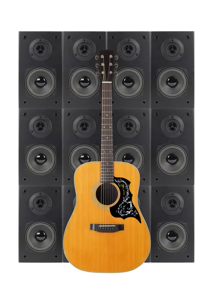 Music Sound Folk Guitar Loudspeaker Enclosure Background Isolated — Stock Photo, Image